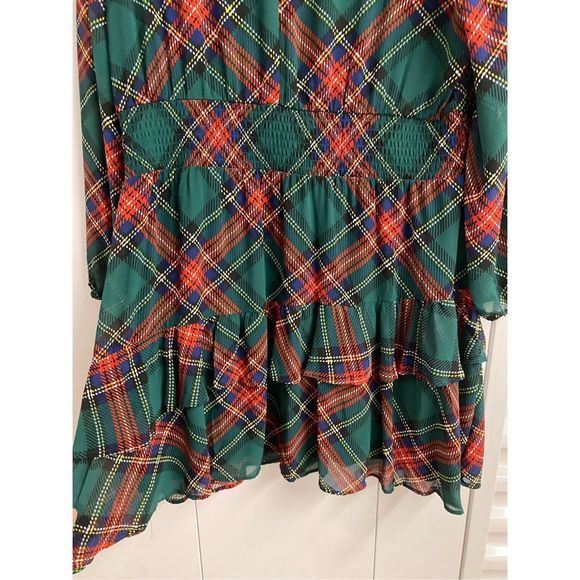 Cato NWT Smocked Waist Plaid Green Red Holiday Dress, Size XL, MSRP $69 - Picture 5 of 13